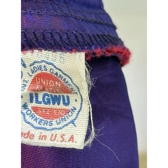 Vintage 80s Alfred Angelo Midi Dress Puff Slv Iridescent Purple Taffeta Prom S - Picture 11 of 12